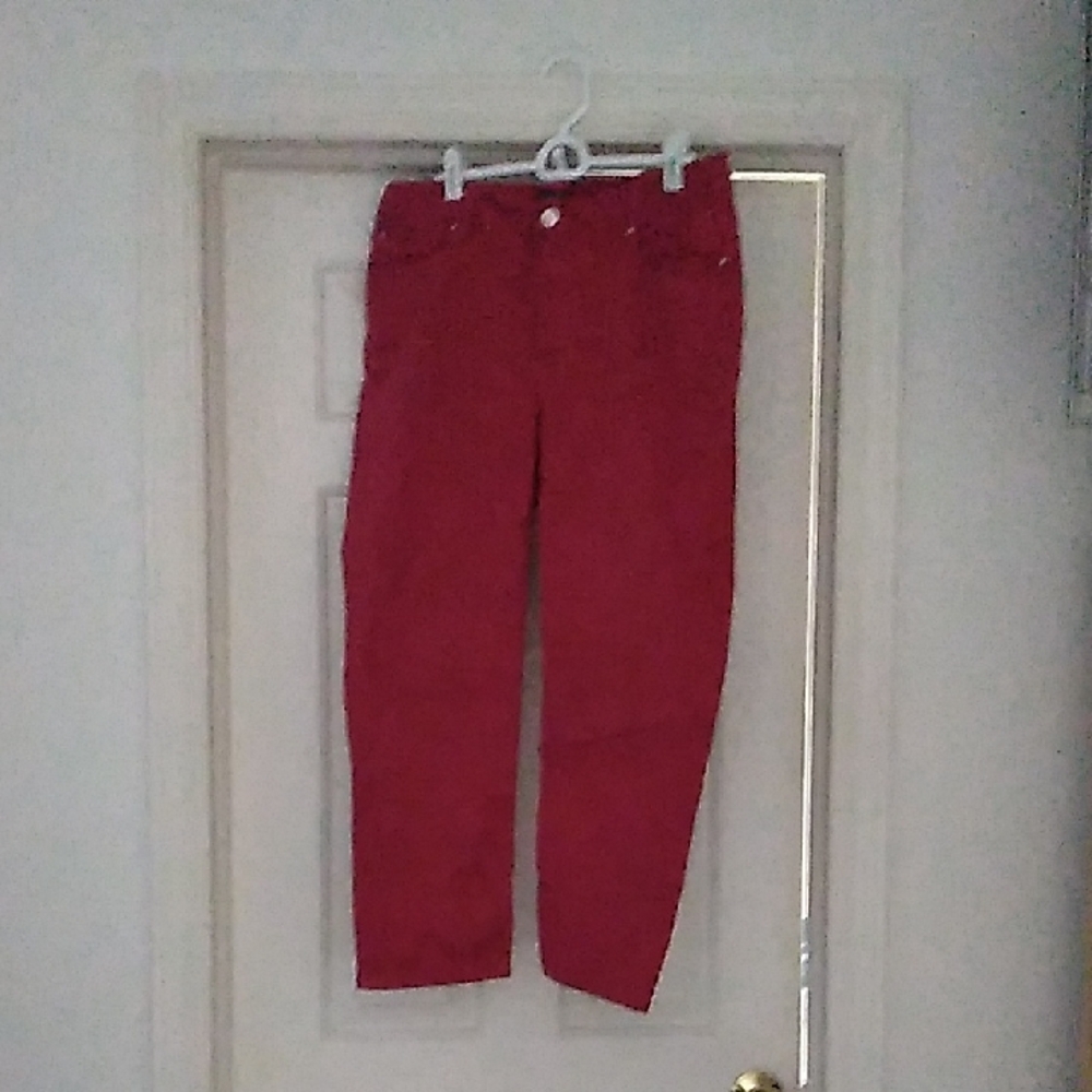 Jones New York Red Jeans Straight Leg Capri